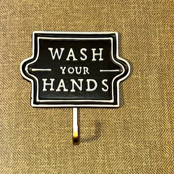 NWOT Hearth & Hand Magnolia Home Joanna Gaines Wash Your Hands Towel Hanger Sign - Picture 4 of 6